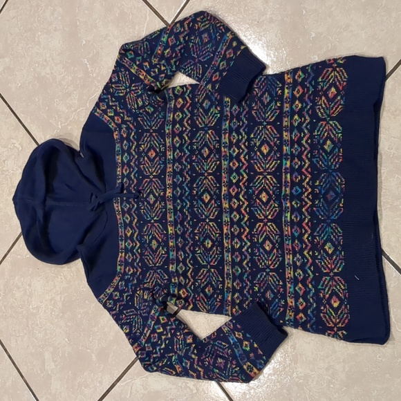 Lands' End Sweaters - Lands’ End Nordic Colorful Snowflake Knit Hoodie Size Medium